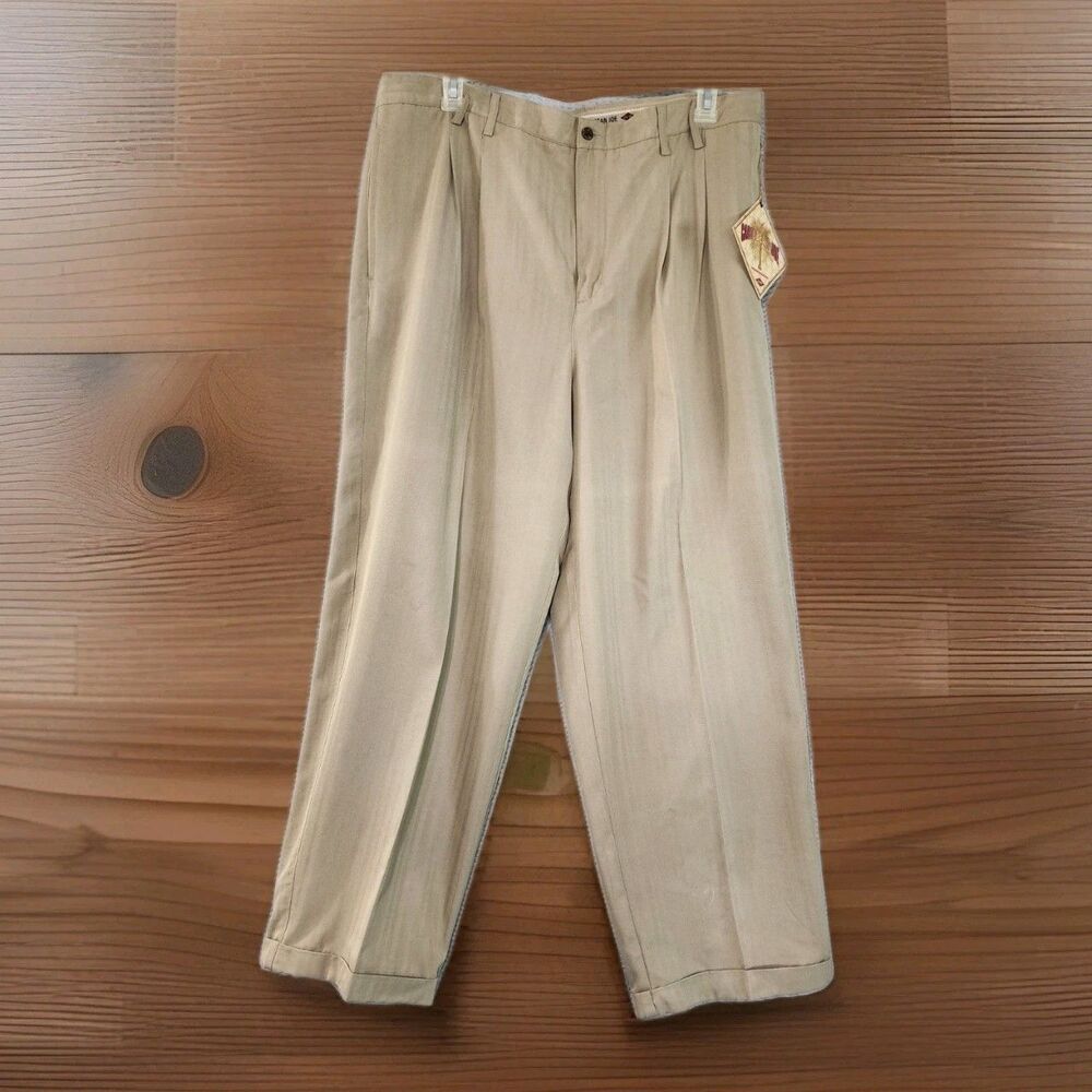 NWT Caribbean Joe Mens Pleated Classic Trouser Pants  Sand 40x30 Classic